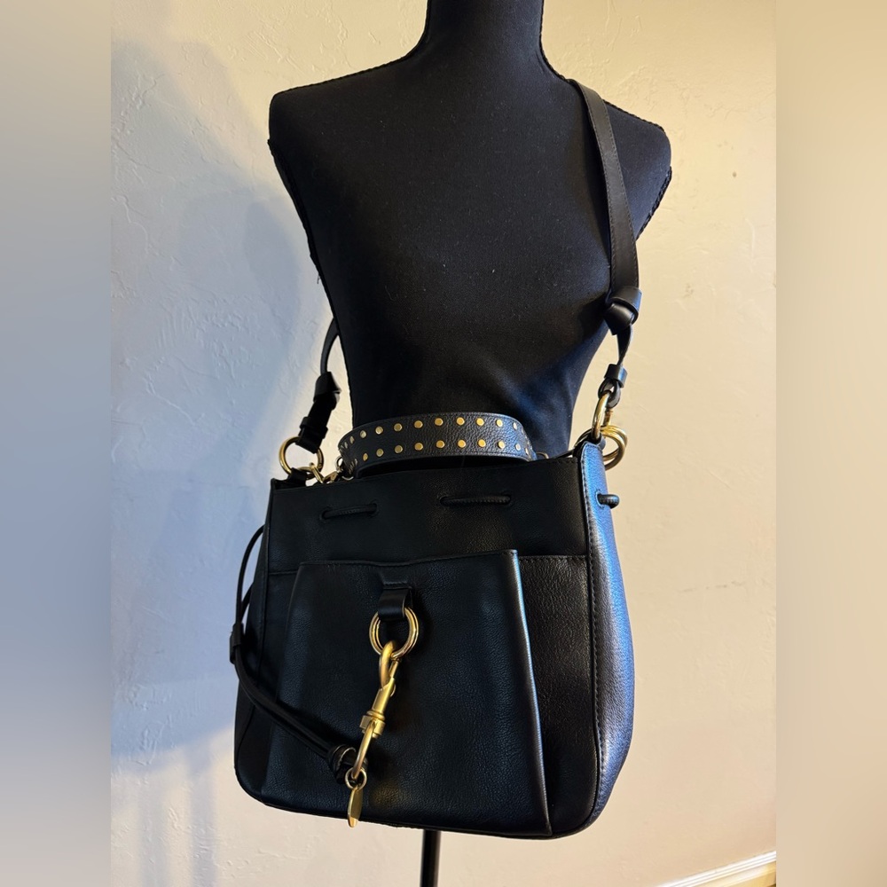 Chloe Black Leather bucket Bag with Gold Hardware